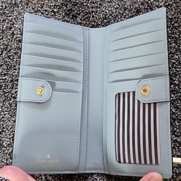 Kate Spade Cameron Street Stacy Blue leather wallet "island waters" - Picture 3 of 10